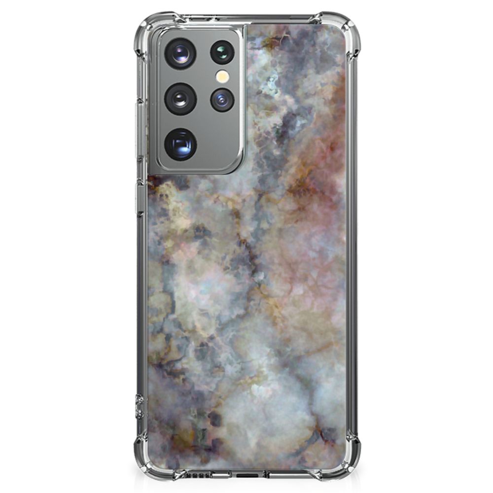 Samsung Galaxy S21 Ultra Anti-Shock Hoesje Marmer Grijs B2C Telecom