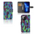 iPhone 13 Pro Book Case Abstract Green Blue met kleurrijk geometrisch design in groen, blauw en paars. đ