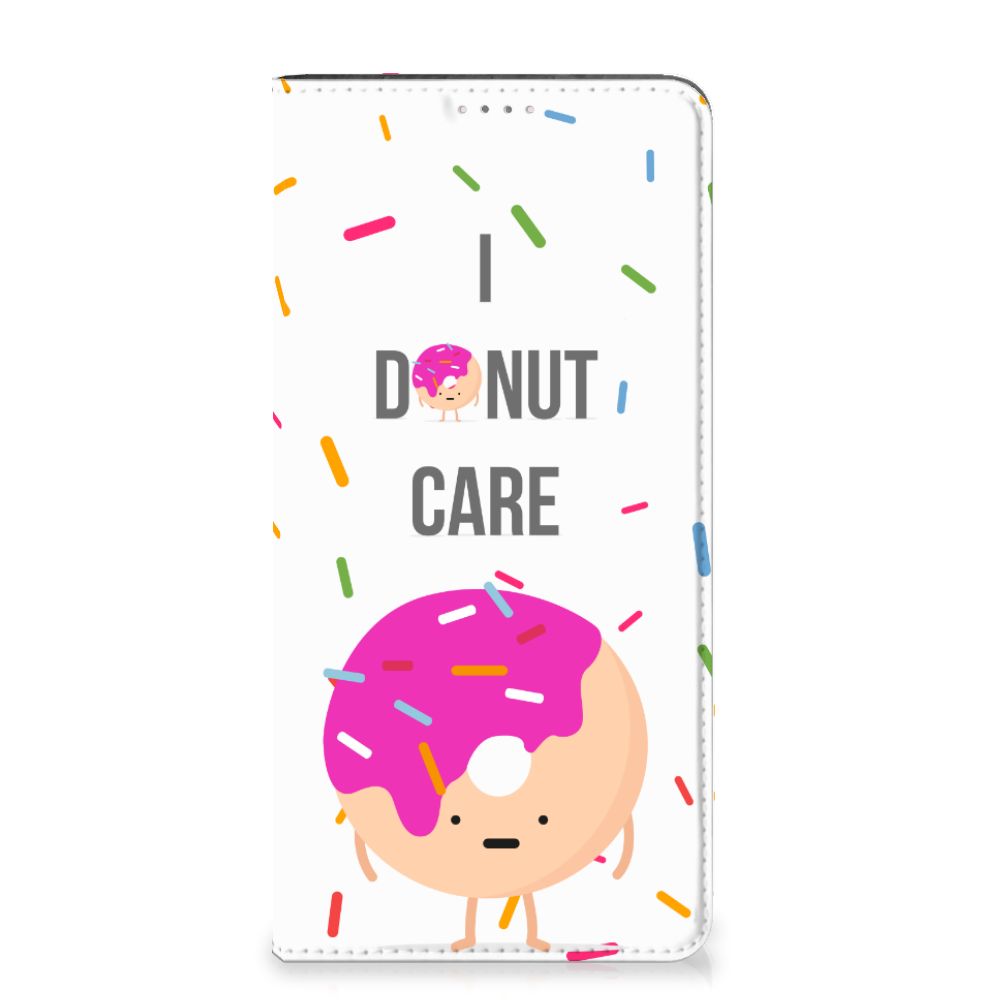 Samsung Galaxy A14 5G Flip Style Cover Donut Roze met grappige donut print en sprinkles