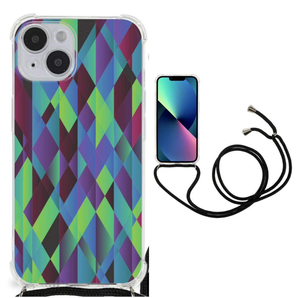 iPhone 14 Shockproof Case Abstract Green Blue