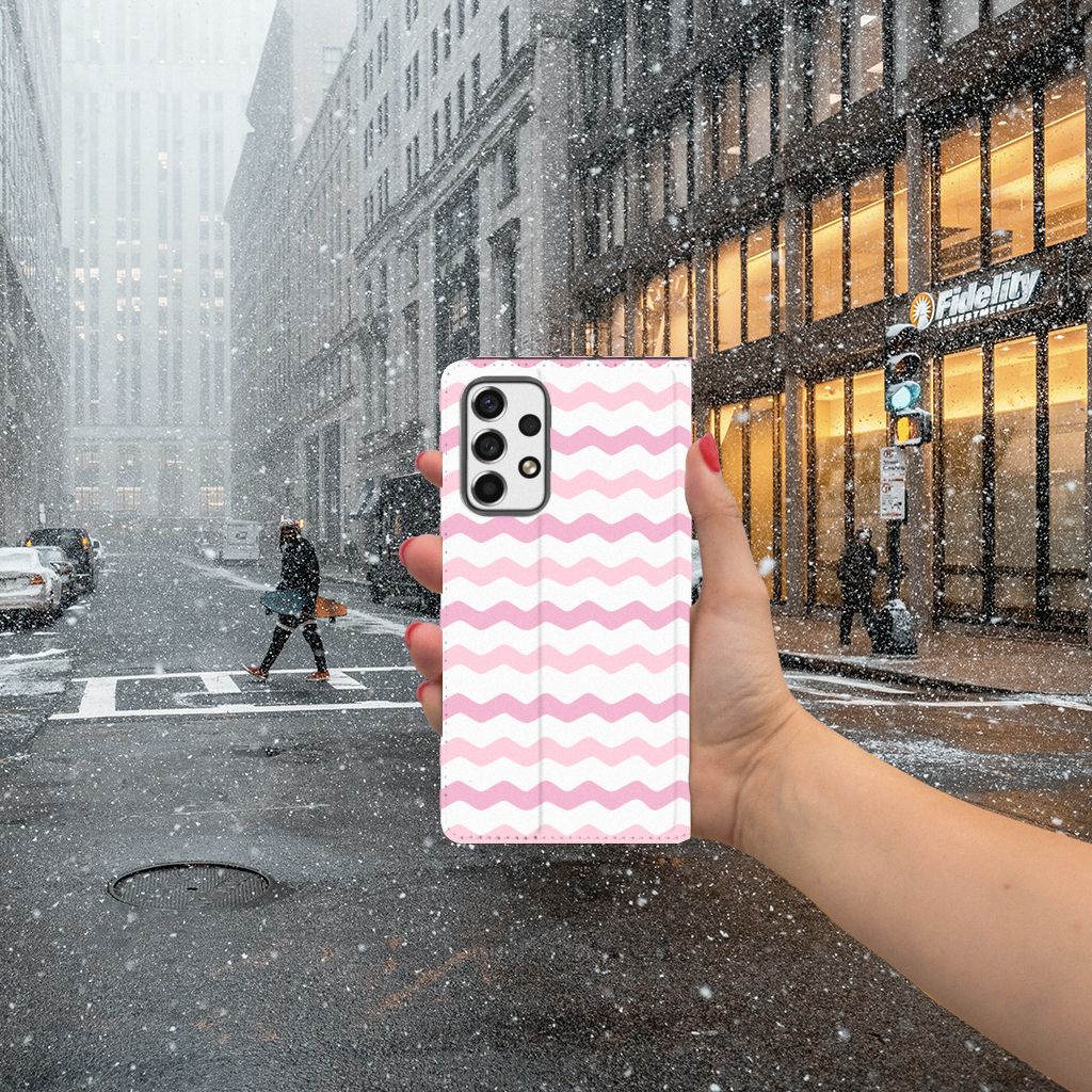 Samsung Galaxy A53 Hoesje met Magneet Waves Roze - B2C Telecom