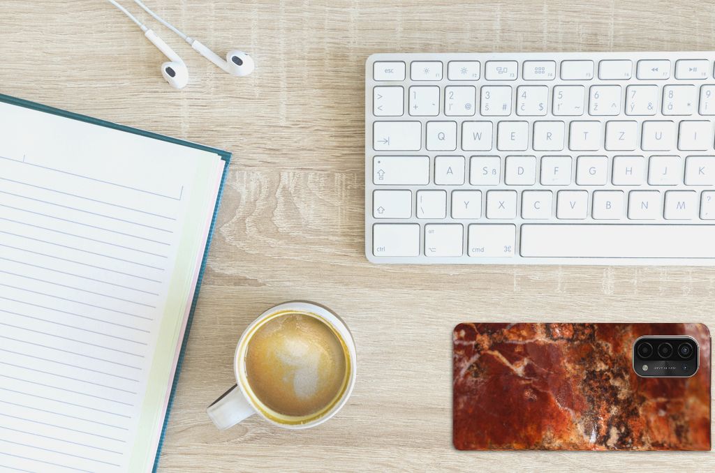 OPPO A54 5G | A74 5G | A93 5G Standcase Marmer Bruin - B2C Telecom