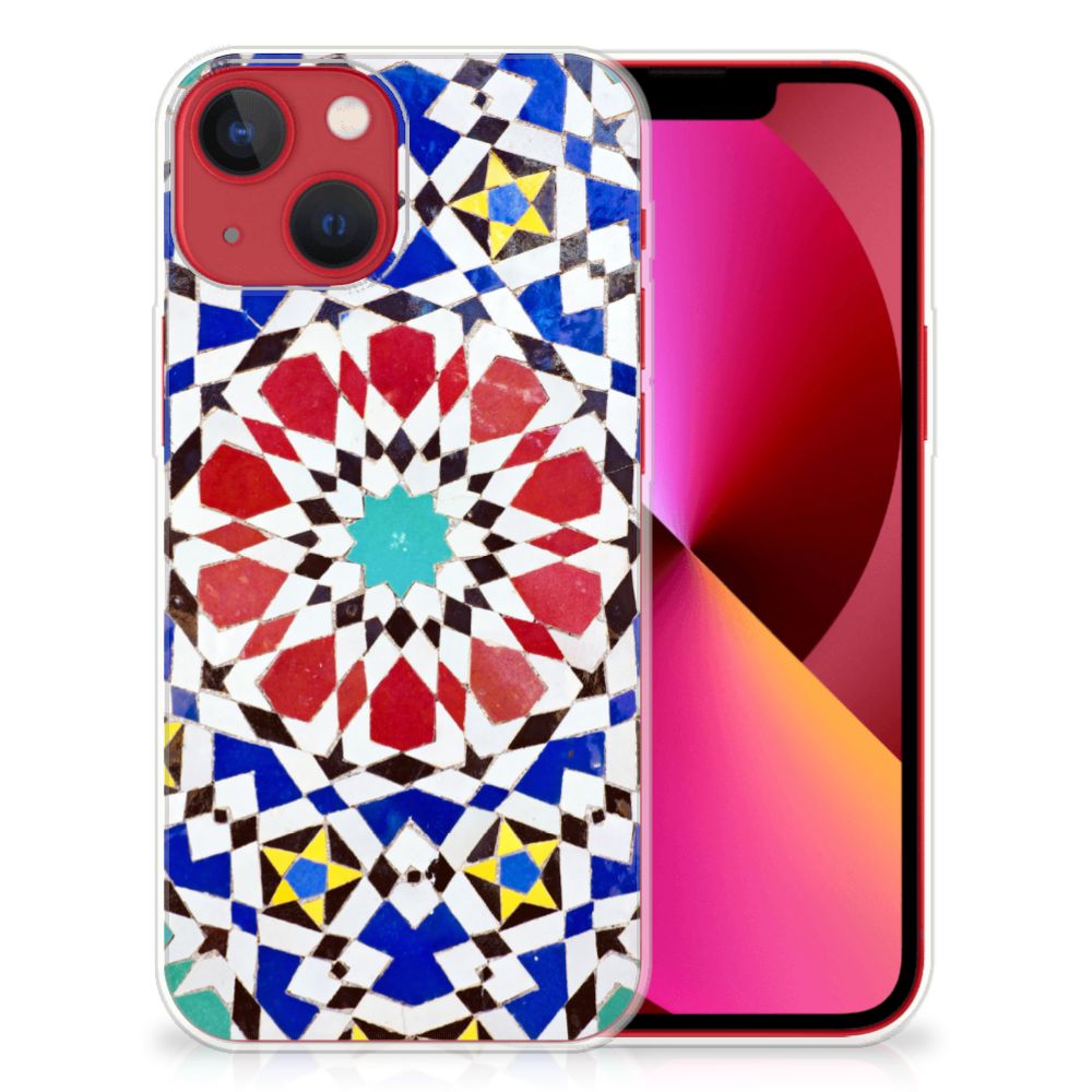 Apple iPhone 13 TPU Siliconen Hoesje Mozaïek met kleurrijk design en geometrische vormen ✨