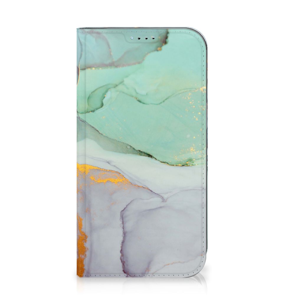Bookcase voor iPhone 15 Watercolor Mix met prachtig kleurrijk design en gouden accenten â¨