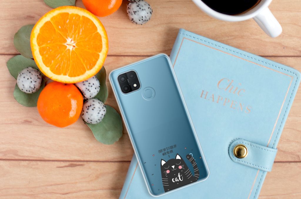OPPO A15 Telefoonhoesje met Naam Cat Good Day B2C Telecom