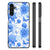 Bloemen Hoesje voor Samsung Galaxy A14 5G Flowers Blue met blauw bloemen design en vlinders.