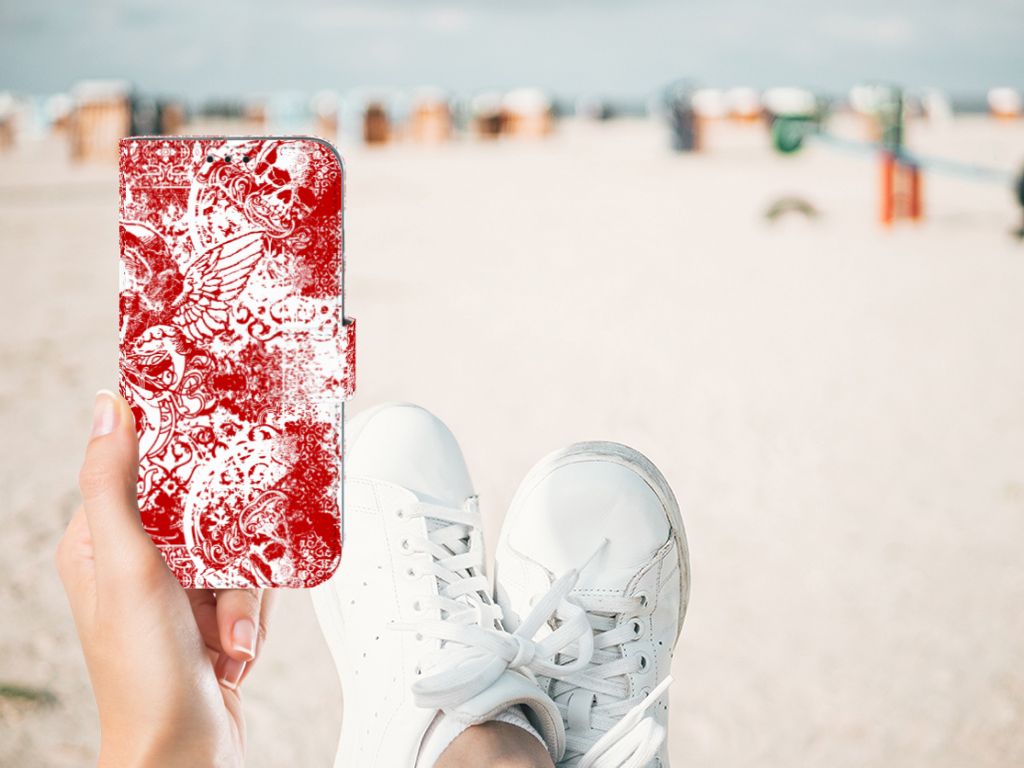 Telefoonhoesje met Naam Honor 10 Lite Angel Skull Rood