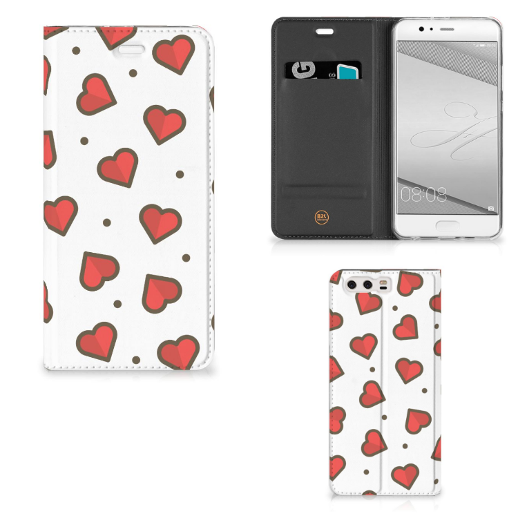 Huawei P10 Plus Hoesje met Magneet Hearts