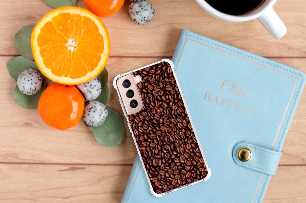 Samsung Galaxy S21 FE Beschermhoes Koffiebonen B2C Telecom
