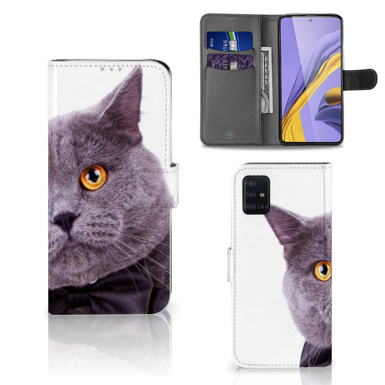 Samsung Galaxy A51 Telefoonhoesje met Pasjes Kat