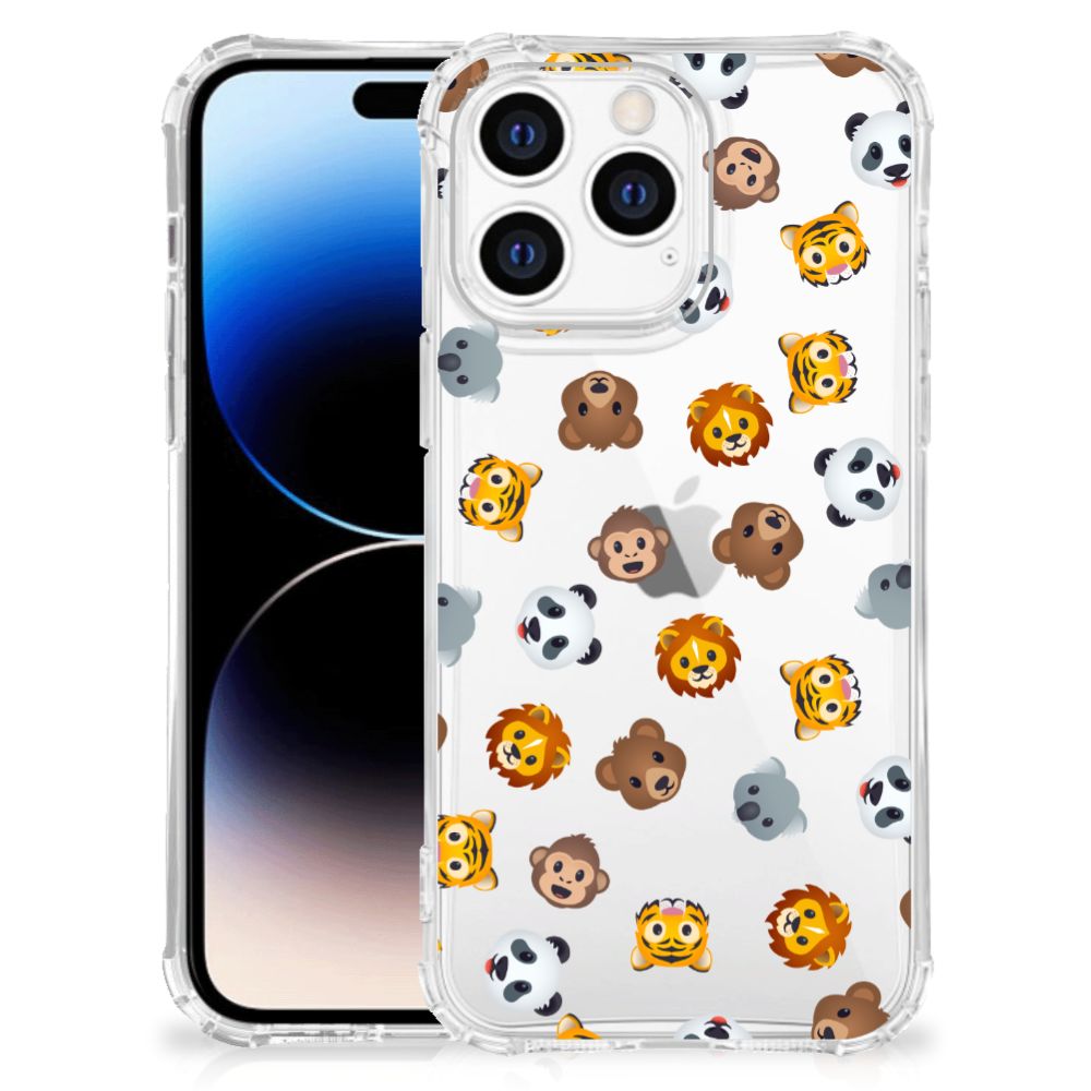 Doorzichtige Silicone Hoesje voor Apple iPhone 14 Pro Max Dieren Emojis B2C Telecom