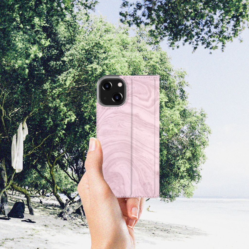 iPhone 14 Standcase Marble Pink - Origineel Cadeau Vriendin