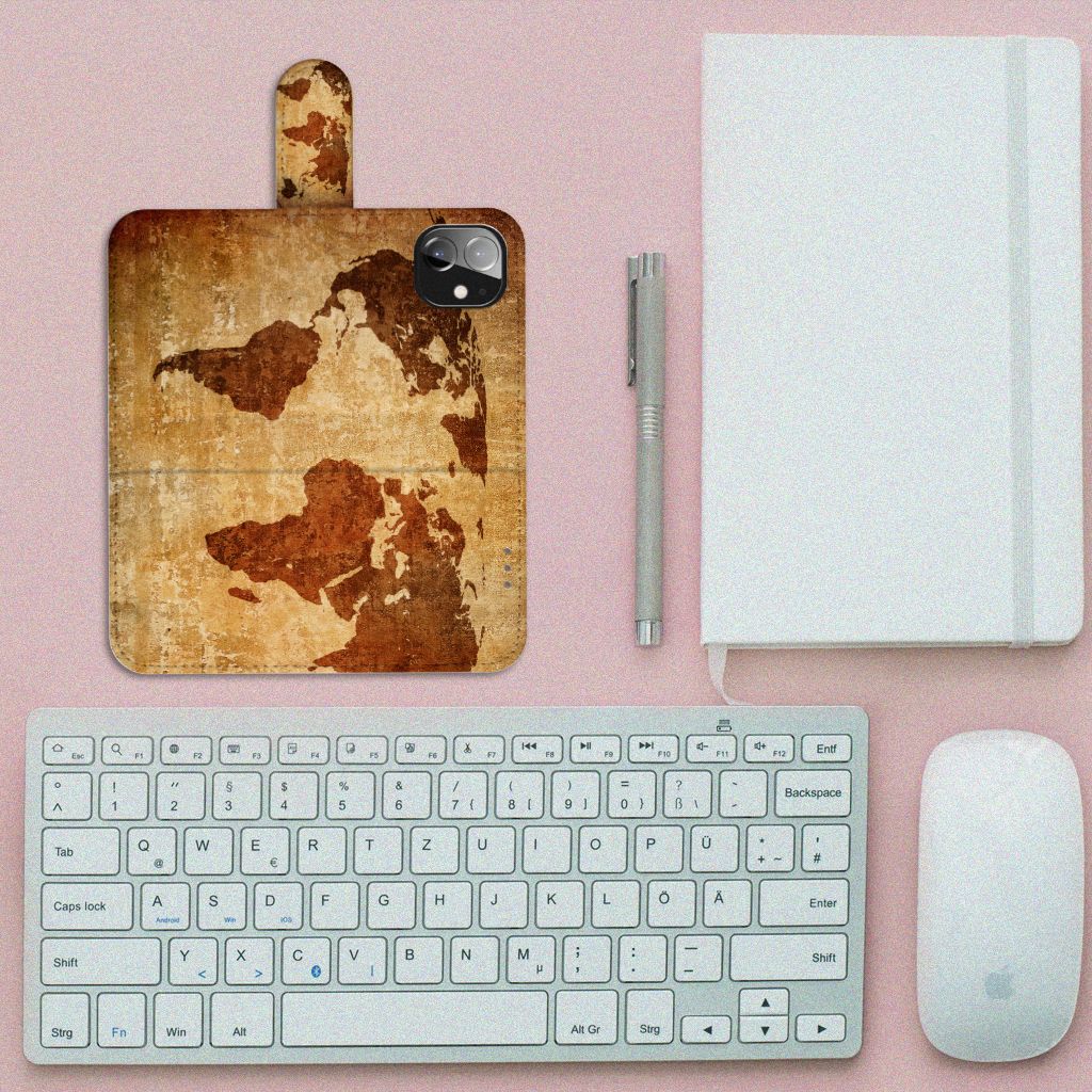 Apple iPhone 12 Mini Flip Cover Wereldkaart