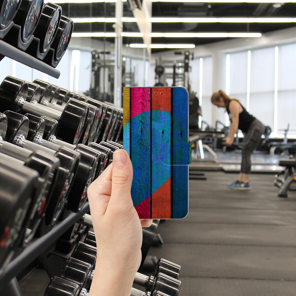 Xiaomi Mi 9 Lite Book Style Case Wood Heart - Cadeau voor je Vriend