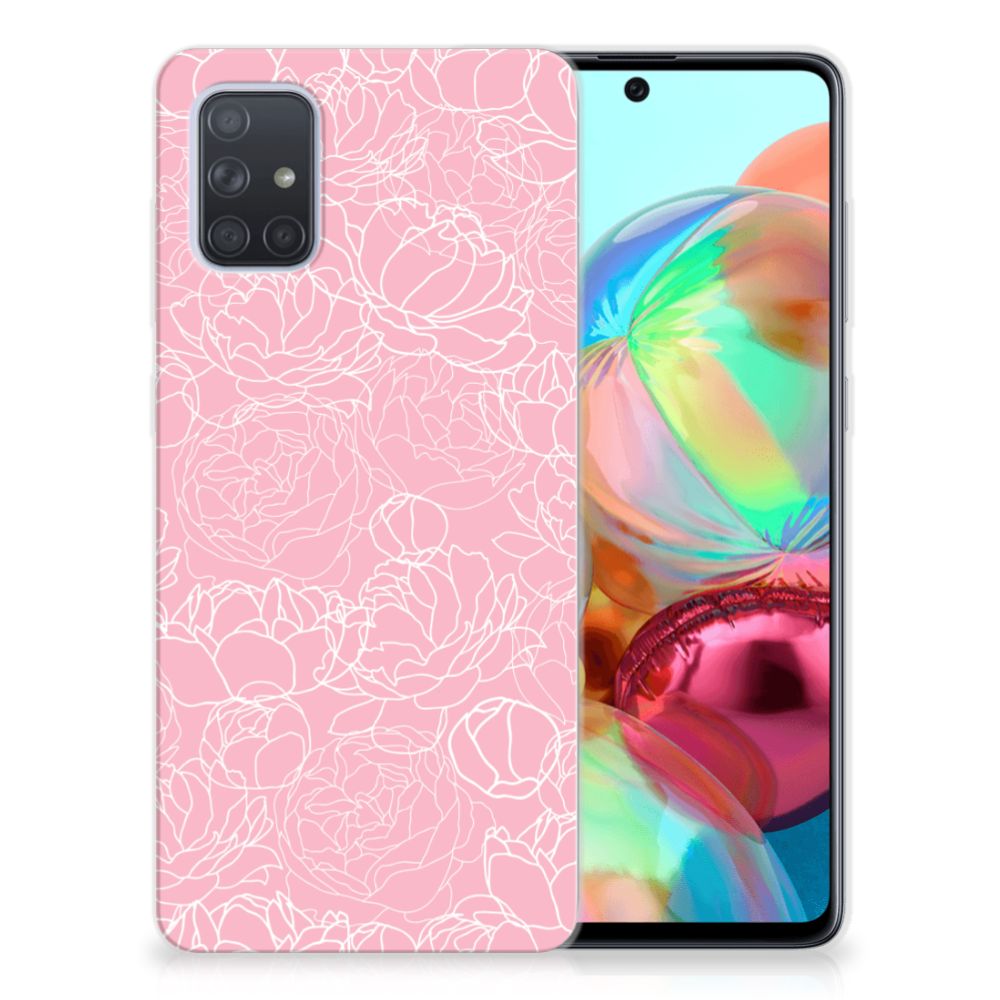 Samsung Galaxy A71 TPU Case White Flowers