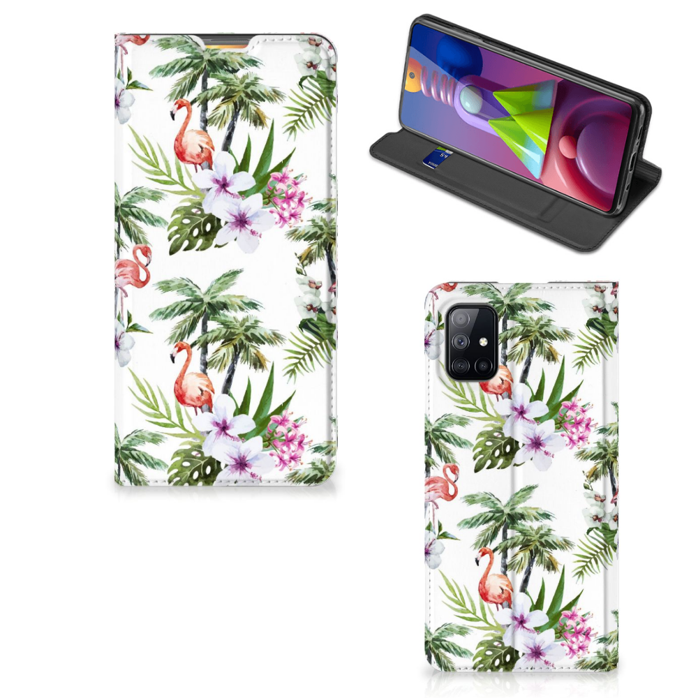 Samsung Galaxy M51 Hoesje maken Flamingo Palms - B2C Telecom
