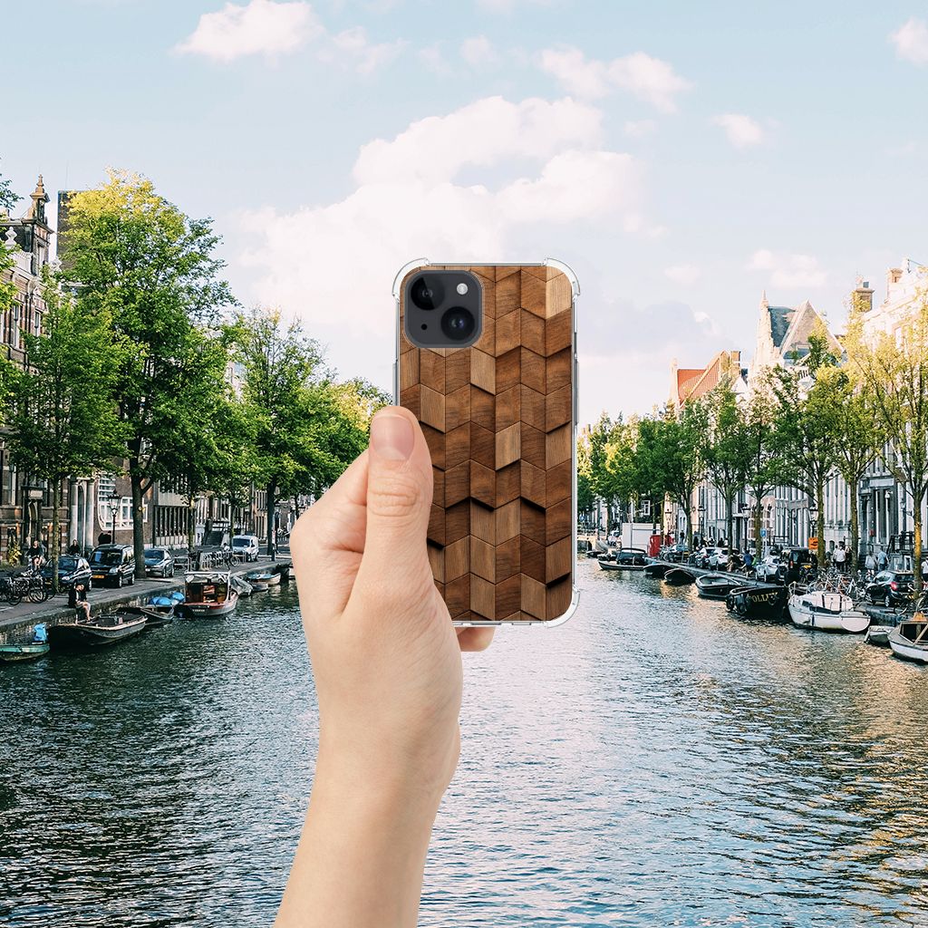 Stevig Telefoonhoesje voor iPhone 15 Wooden Cubes B2C Telecom
