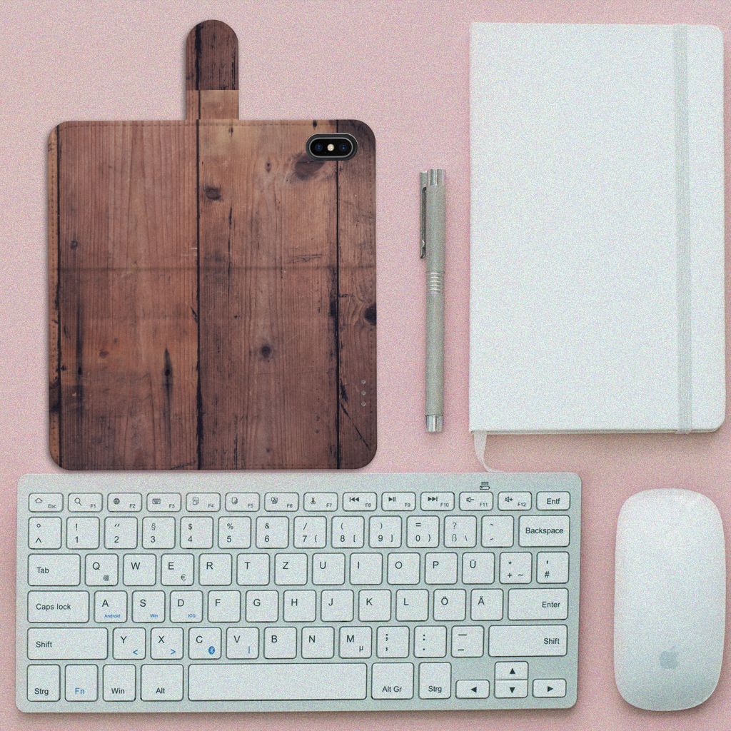 Apple iPhone Xs Max Book Style Case Old Wood