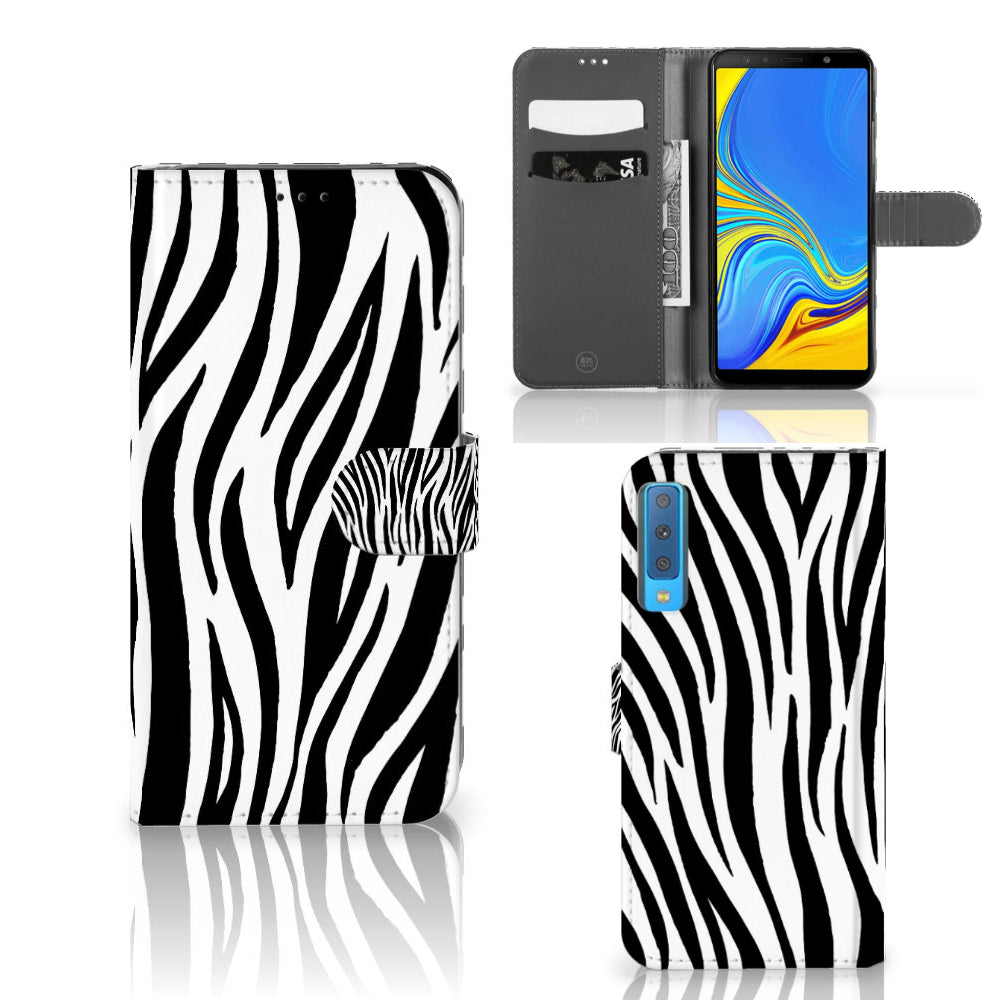 Samsung Galaxy A7 (2018) Telefoonhoesje met Pasjes Zebra