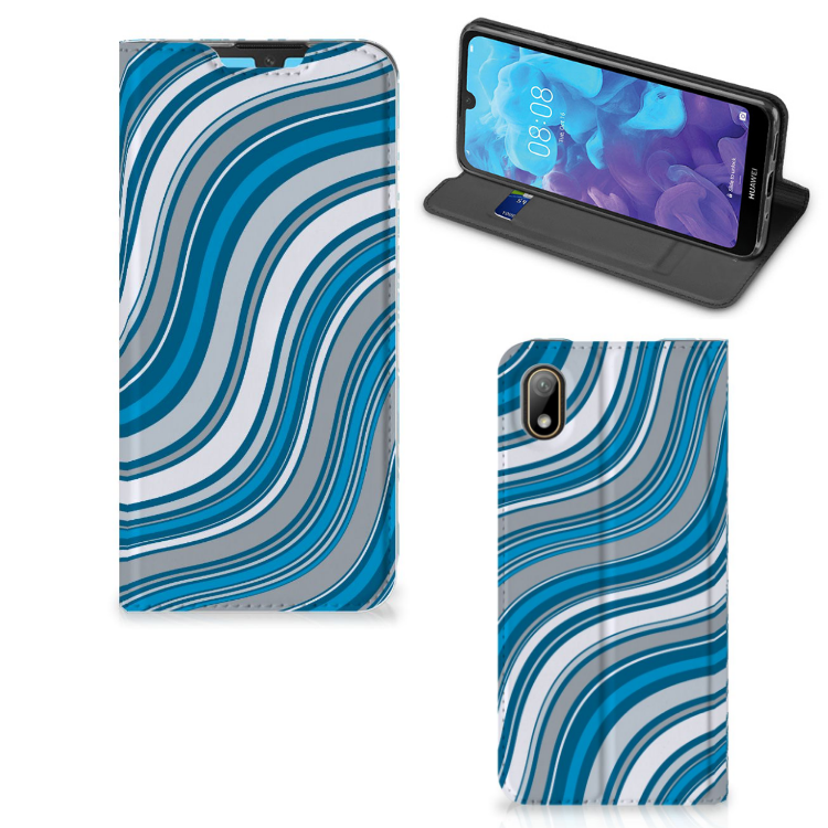 Huawei Y5 (2019) Hoesje met Magneet Waves Blue - B2C Telecom