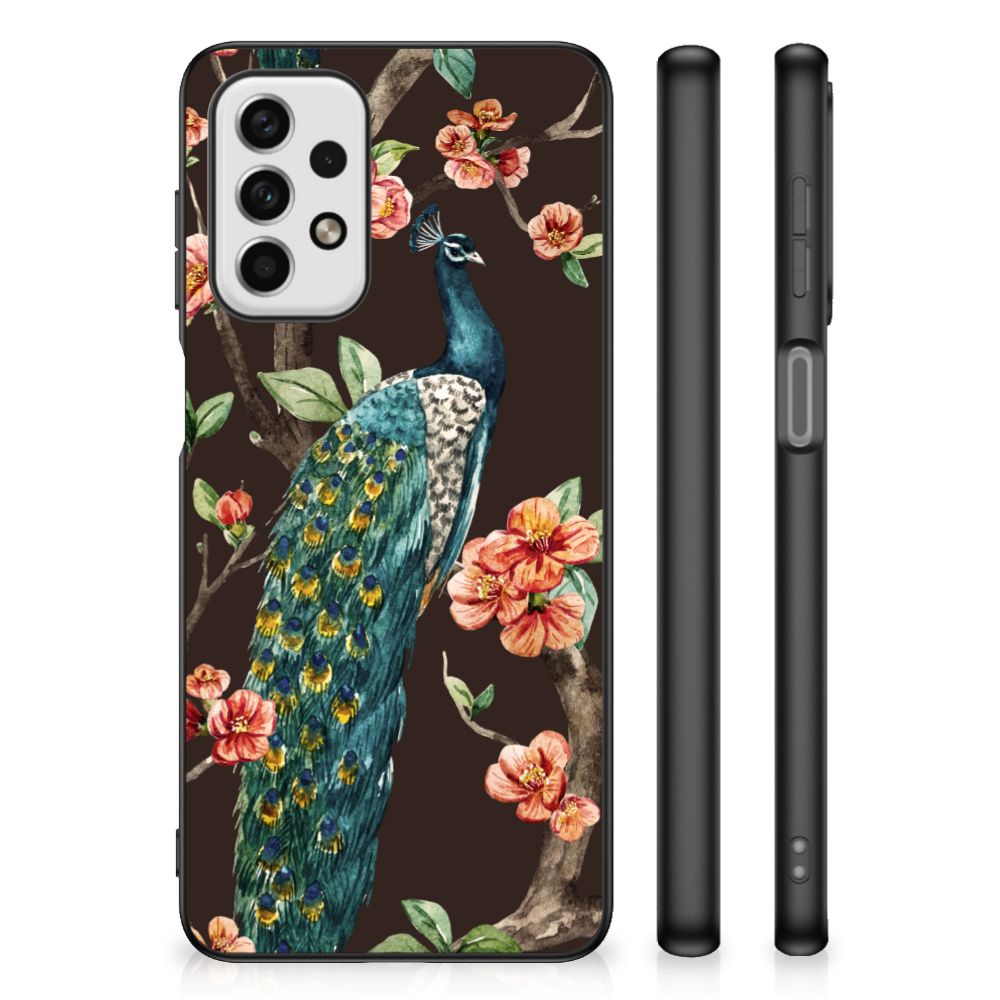 Samsung Galaxy A23 Dierenprint Telefoonhoesje Pauw met Bloemen