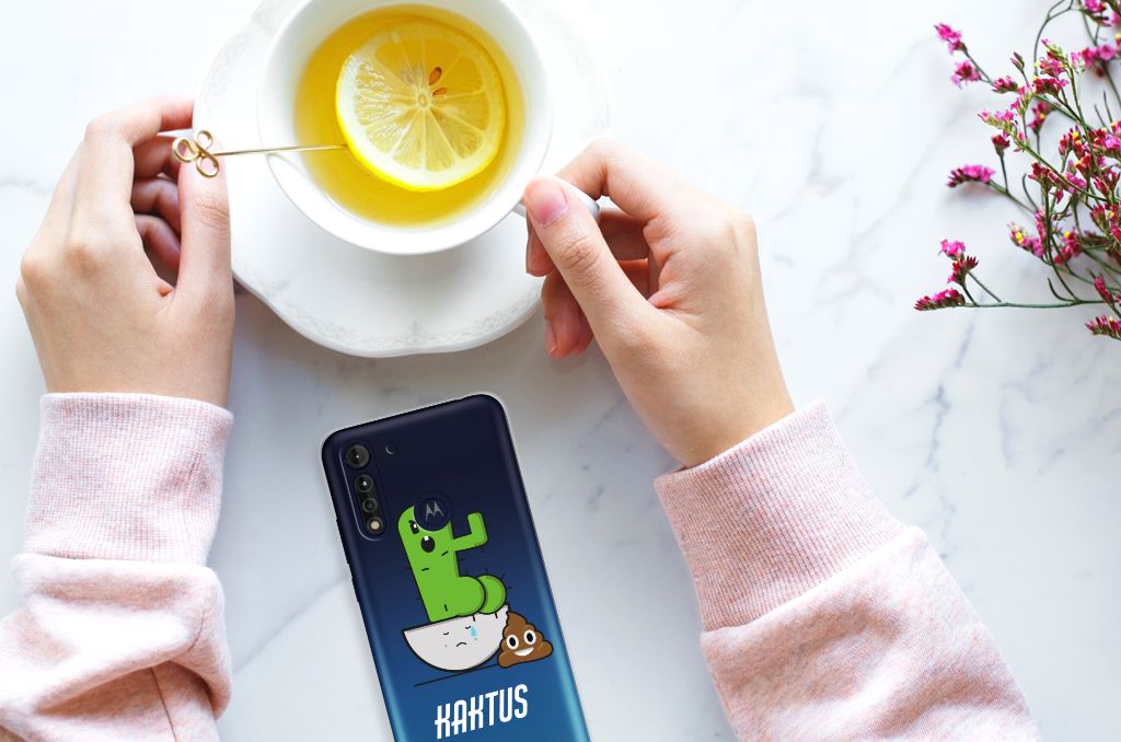 Motorola Moto G8 Power Lite Telefoonhoesje met Naam Cactus Poo B2C Telecom
