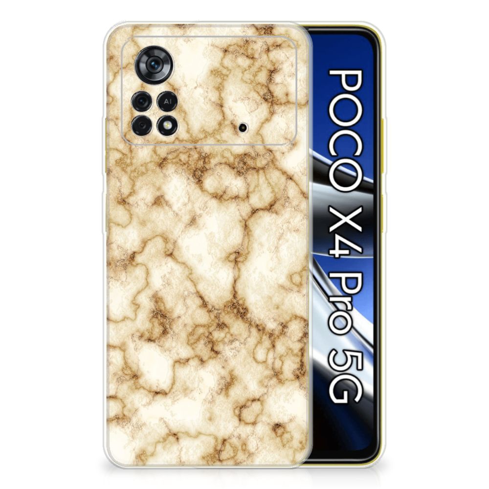 Xiaomi Poco X4 Pro 5G TPU Siliconen Hoesje Marmer Goud B2C Telecom