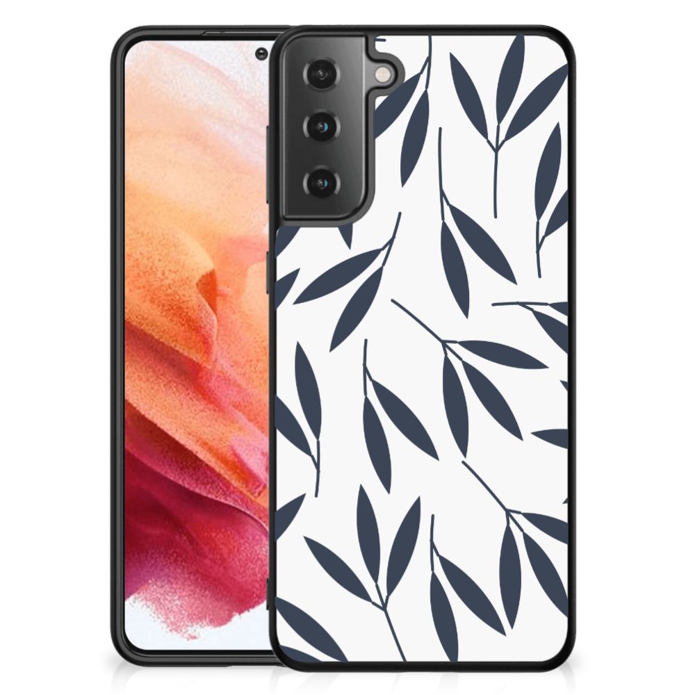 Samsung Galaxy S21 Bloemen Hoesje Leaves Blue