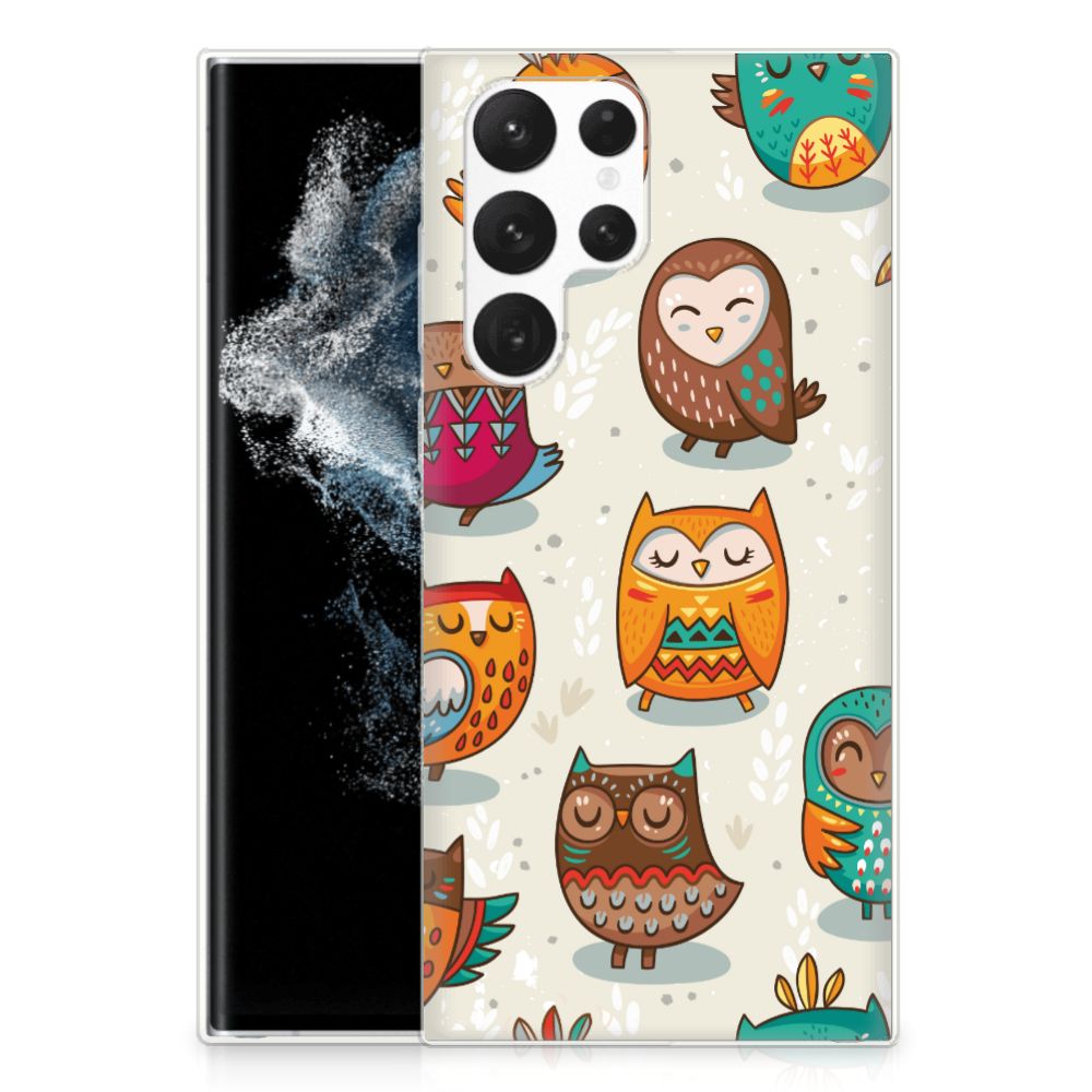 Samsung Galaxy S22 Ultra TPU Hoesje Vrolijke Uilen B2C Telecom