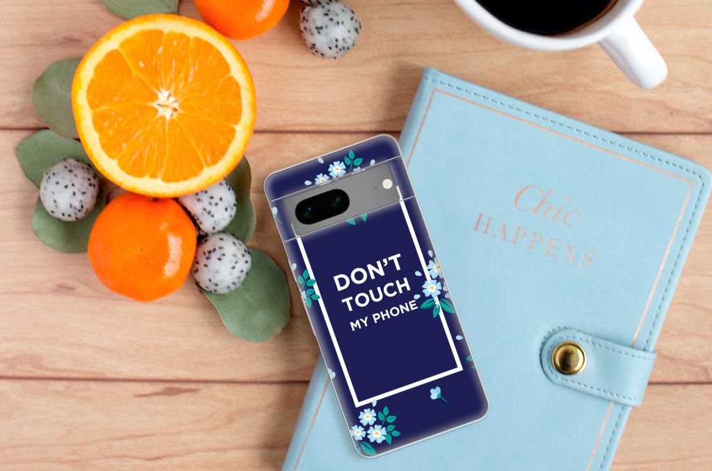 Google Pixel 7 Silicone-hoesje Flowers Blue DTMP B2C Telecom