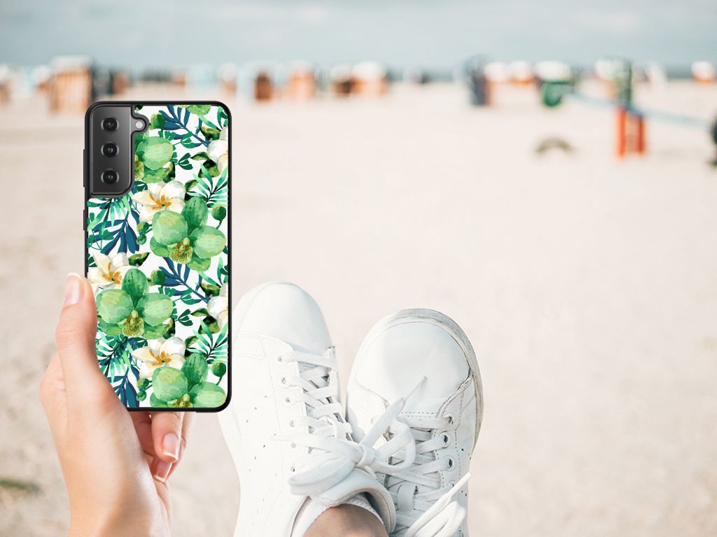 Samsung Galaxy S21 Plus Bloemen Hoesje Orchidee Groen B2C Telecom