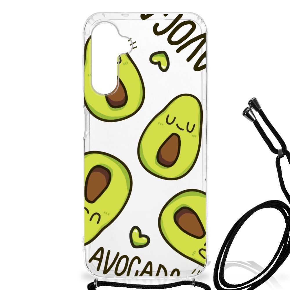 Samsung Galaxy A14 5G Stevig Bumper Hoesje Avocado Singing met schattige avocado's en tijdloze stijl.