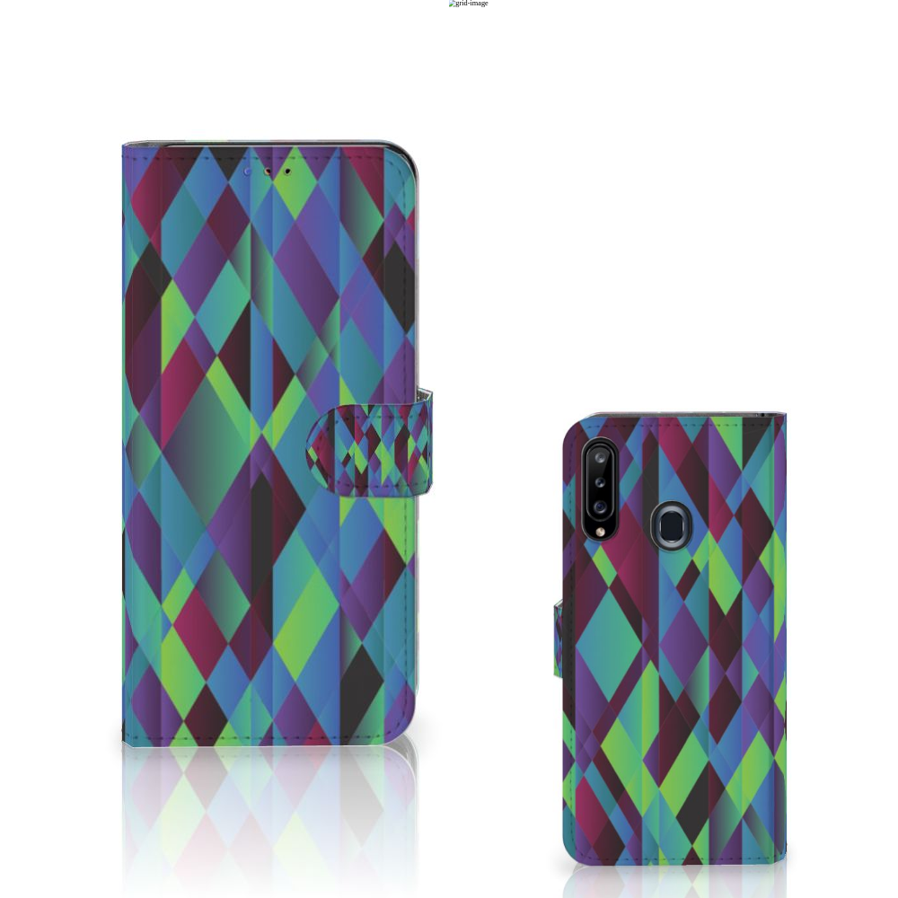 Samsung Galaxy A20s Book Case Abstract Green Blue