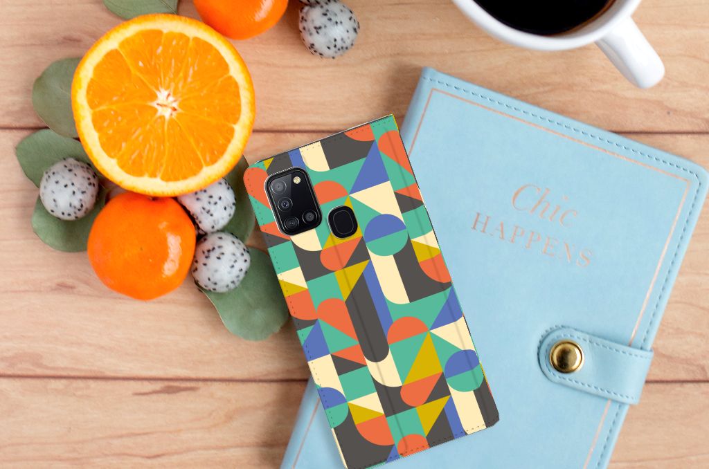 Samsung Galaxy A21s Hoesje met Magneet Funky Retro - B2C Telecom