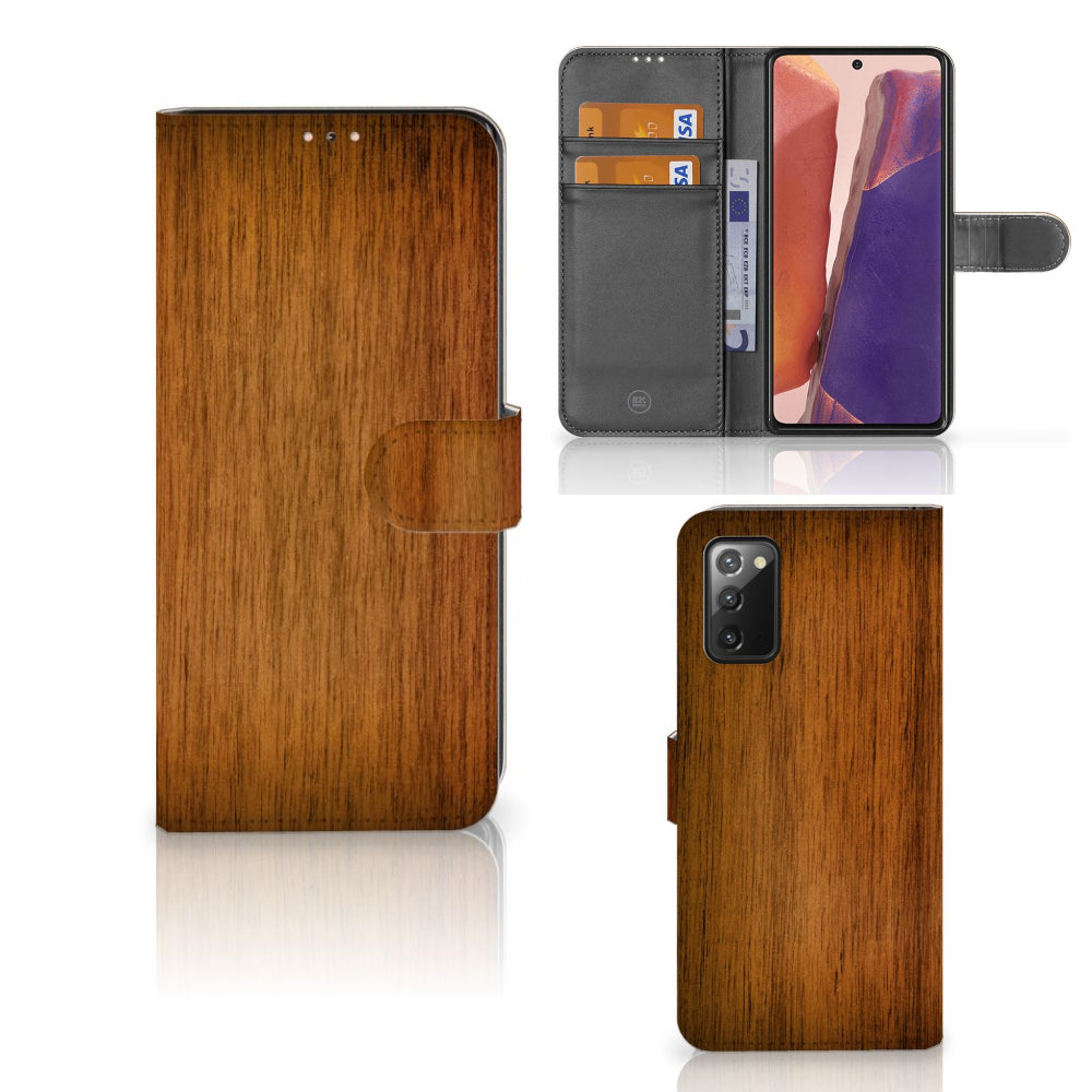 Samsung Galaxy Note 20 Book Style Case Donker Hout