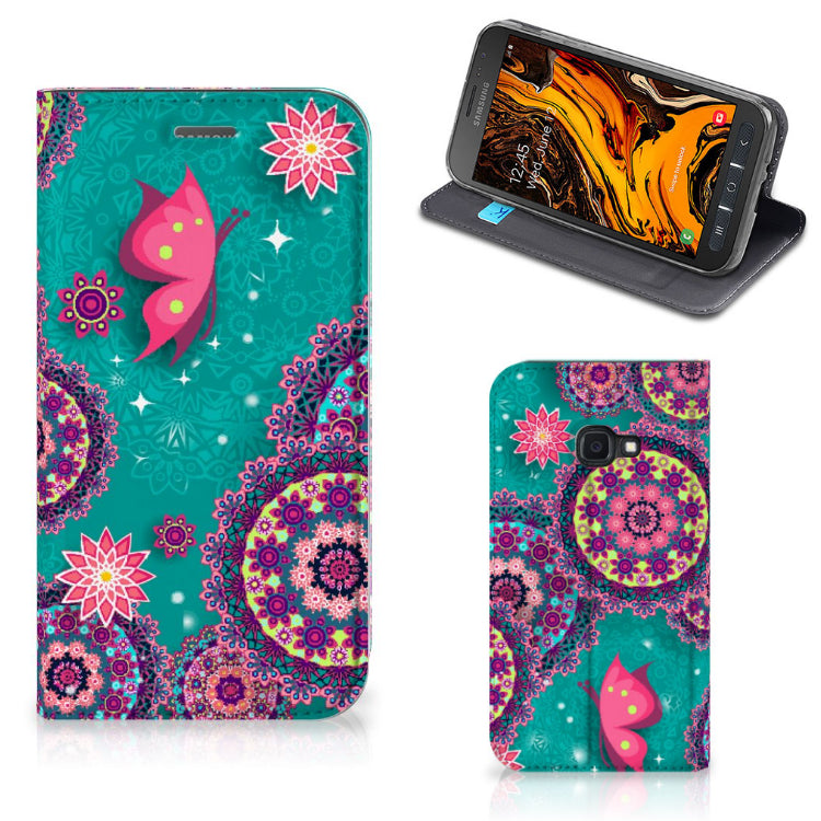Samsung Galaxy Xcover 4s Bookcase Cirkels en Vlinders