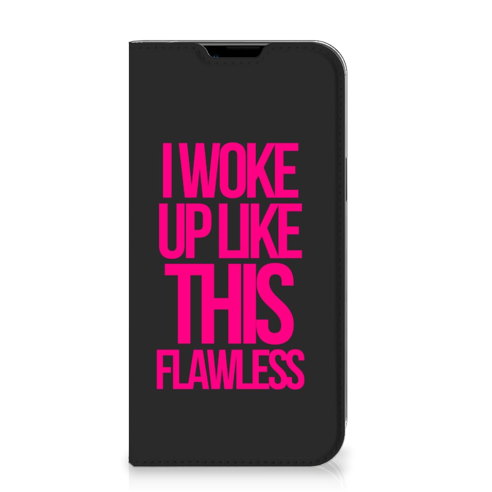 iPhone 14 Plus Hoesje met tekst Woke Up - Origineel Cadeau Zelf Maken