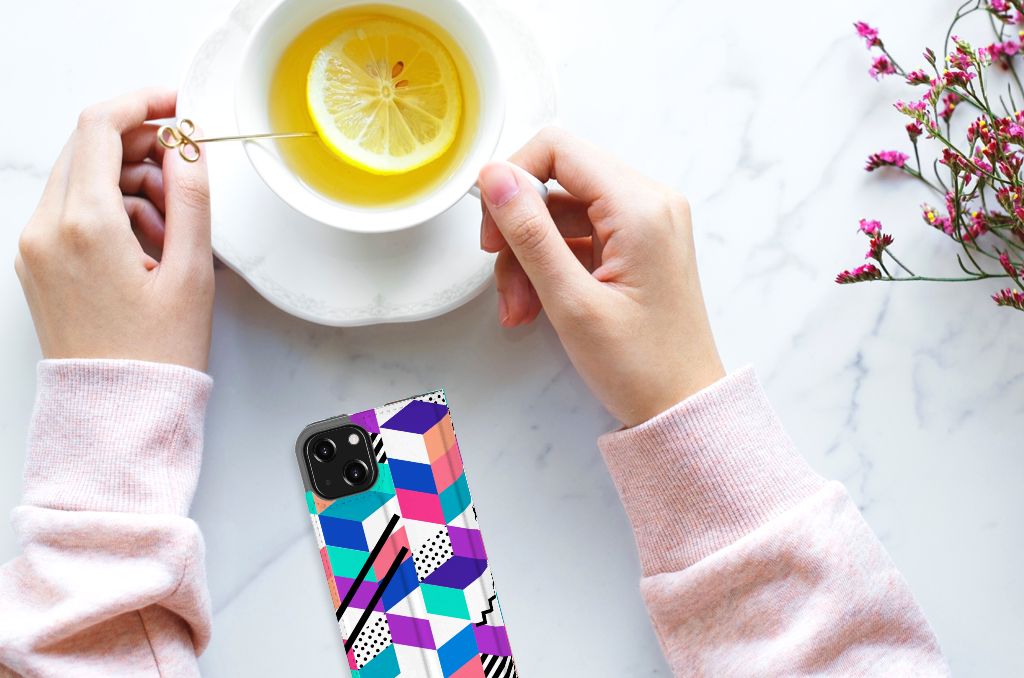 iPhone 13 Mini Stand Case Blokken Kleurrijk - B2C Telecom
