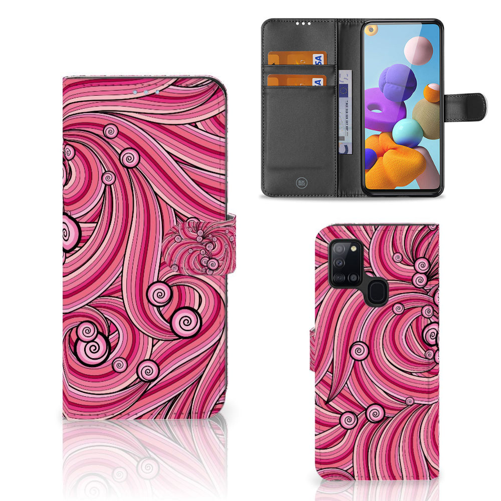 Samsung Galaxy A21s Hoesje Swirl Pink