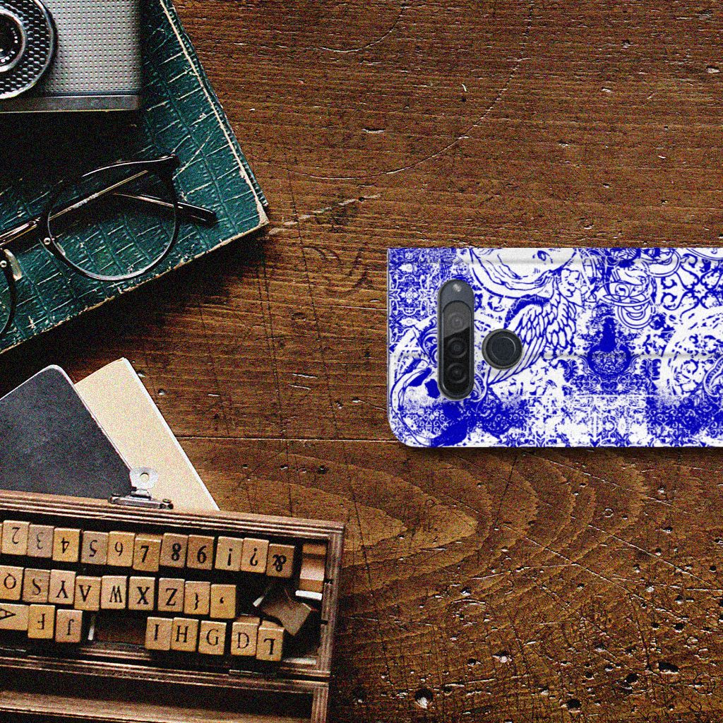 Mobiel BookCase LG G8s Thinq Angel Skull Blauw - B2C Telecom