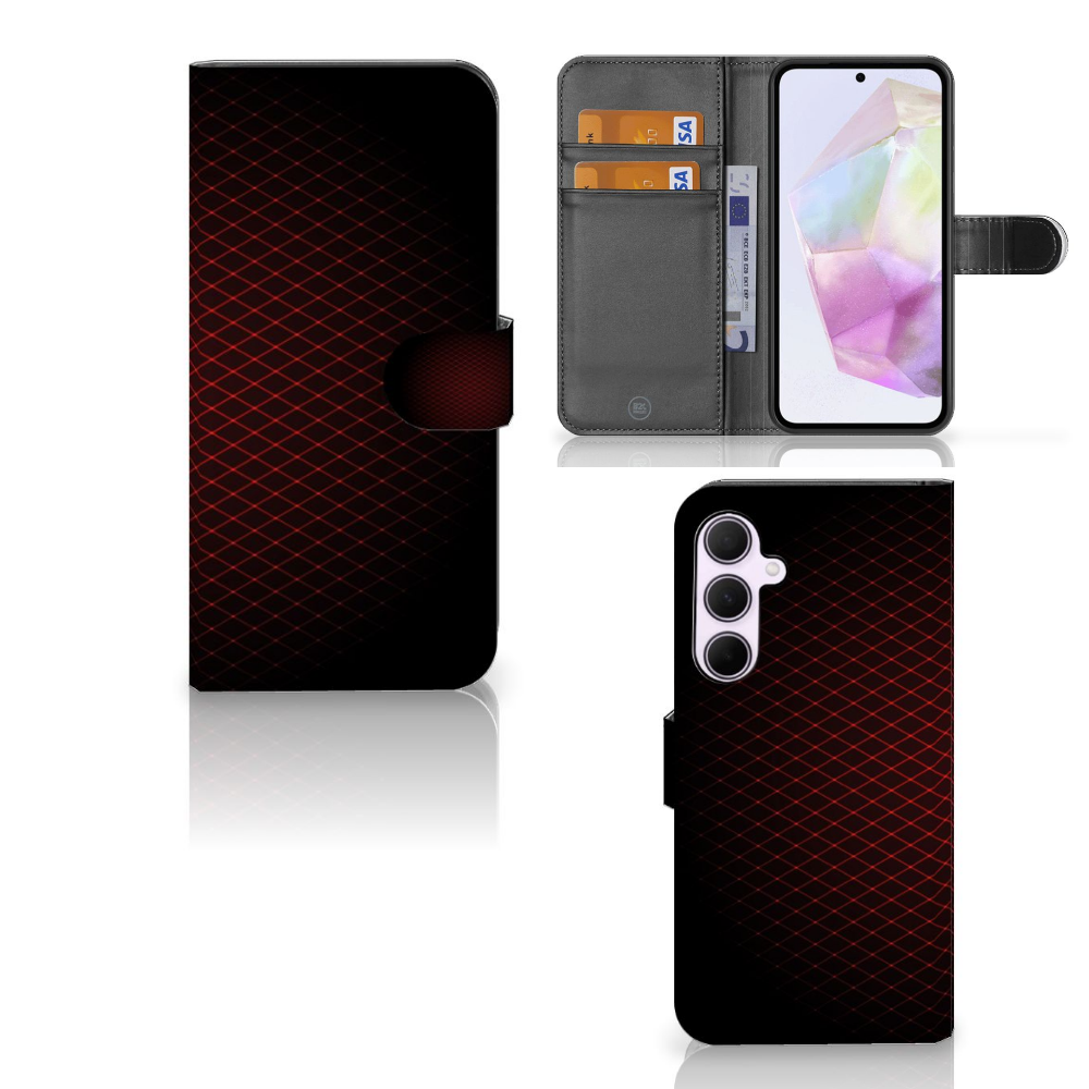 Samsung Galaxy A35 Telefoon Hoesje Geruit Rood - Minimalistisch en stijlvol design met ruimte voor 3 pasjes.
