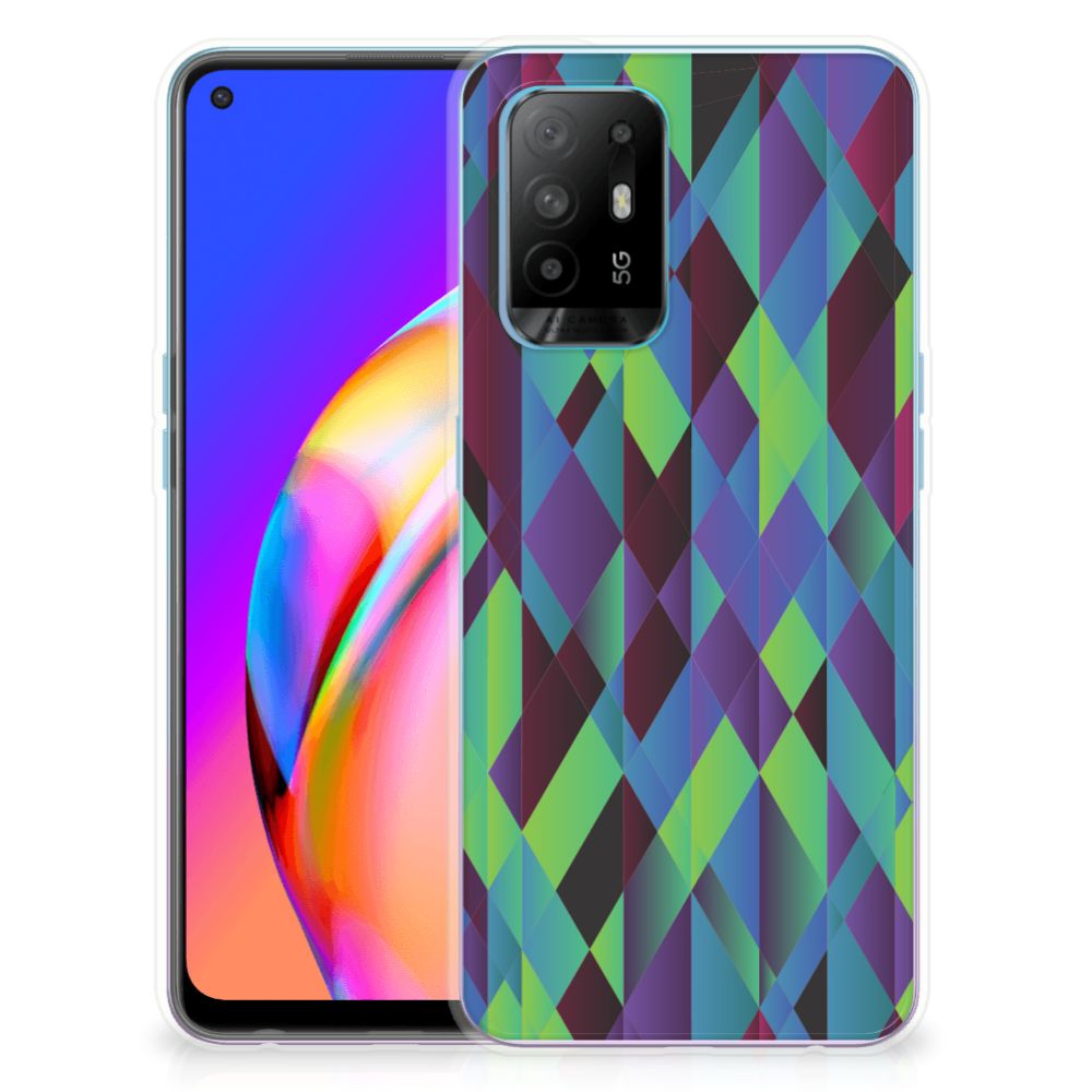 OPPO A94 5G | Reno5 Z TPU Hoesje Abstract Green Blue B2C Telecom