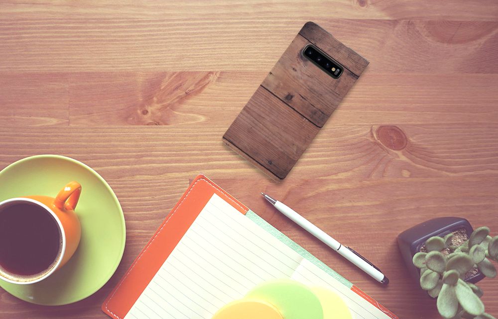 Samsung Galaxy S10 Plus Book Wallet Case Old Wood