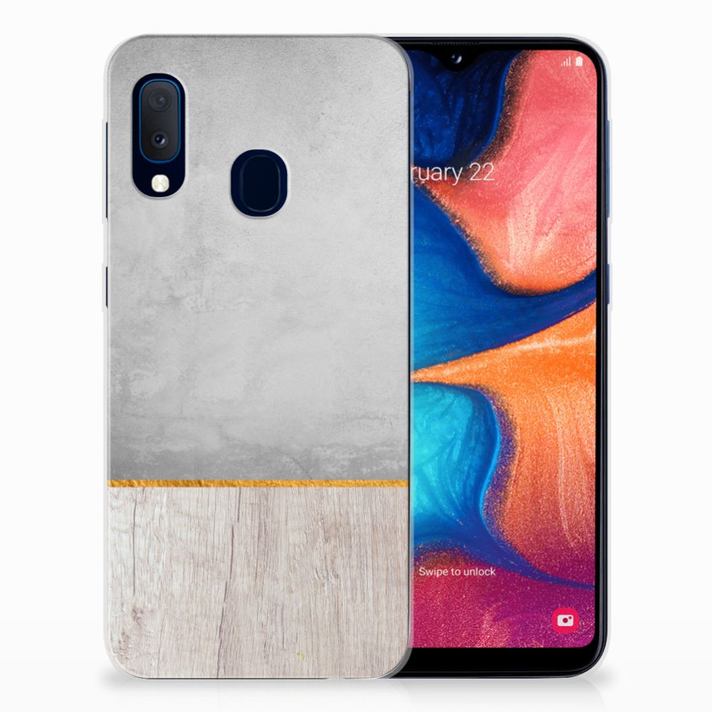 Samsung Galaxy A20e Bumper Hoesje Wood Concrete