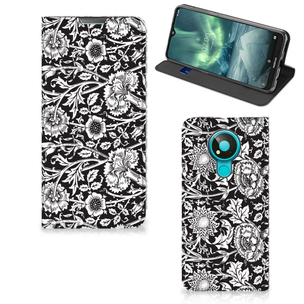 Nokia 3.4 Smart Cover Black Flowers - B2C Telecom
