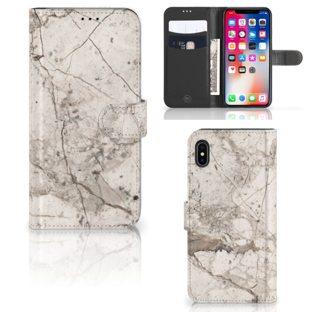 Apple iPhone Xs Max Bookcase Marmer Beige