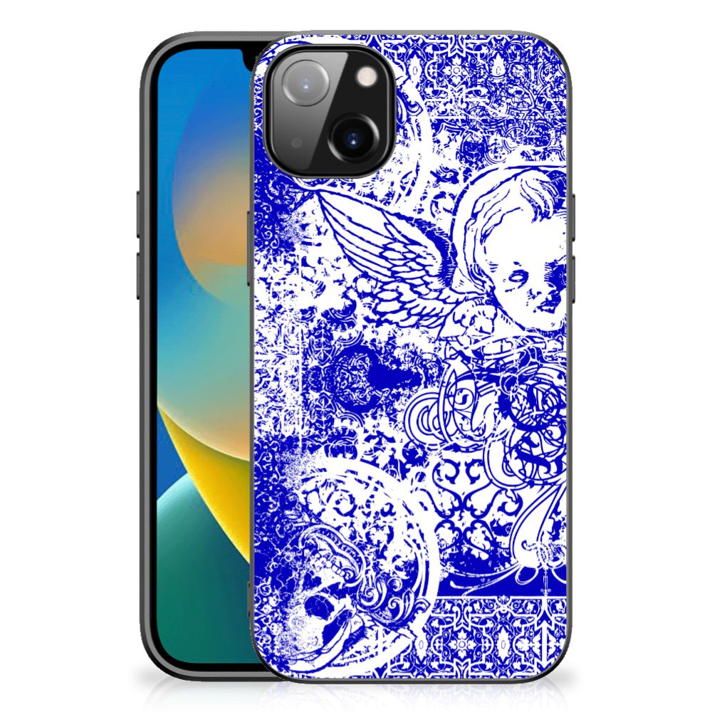 Telefoonhoesje iPhone 14 Plus Angel Skull Blauw
