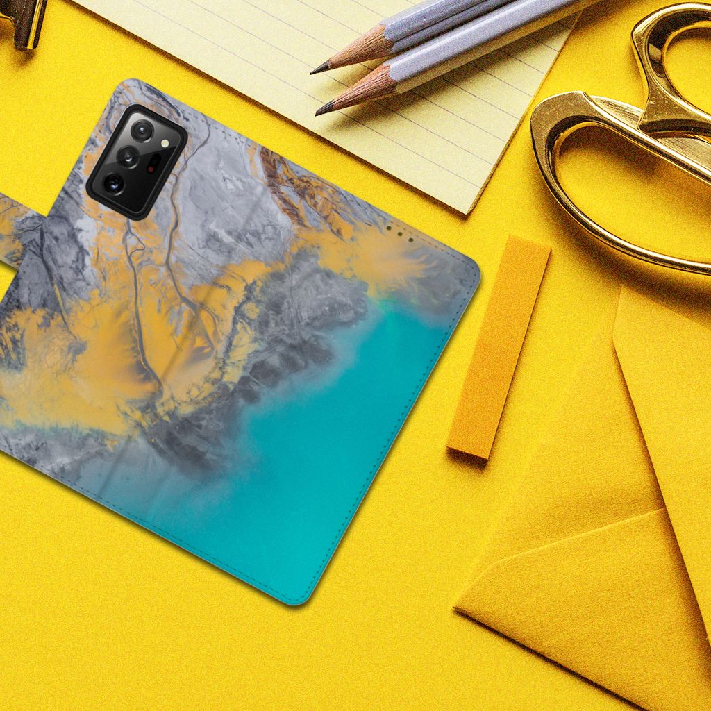 Samsung Galaxy Note20 Ultra Bookcase Marble Blue Gold