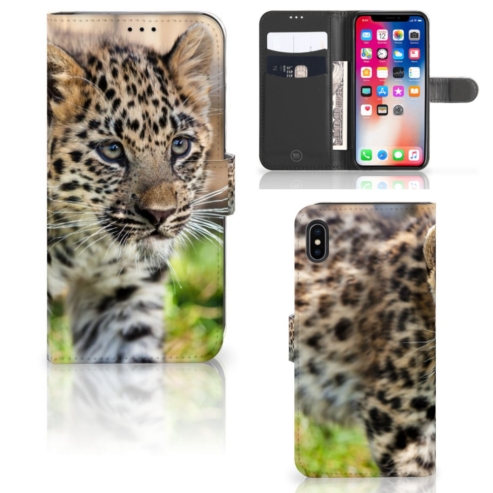 Apple iPhone Xs Max Telefoonhoesje met Pasjes Baby Luipaard