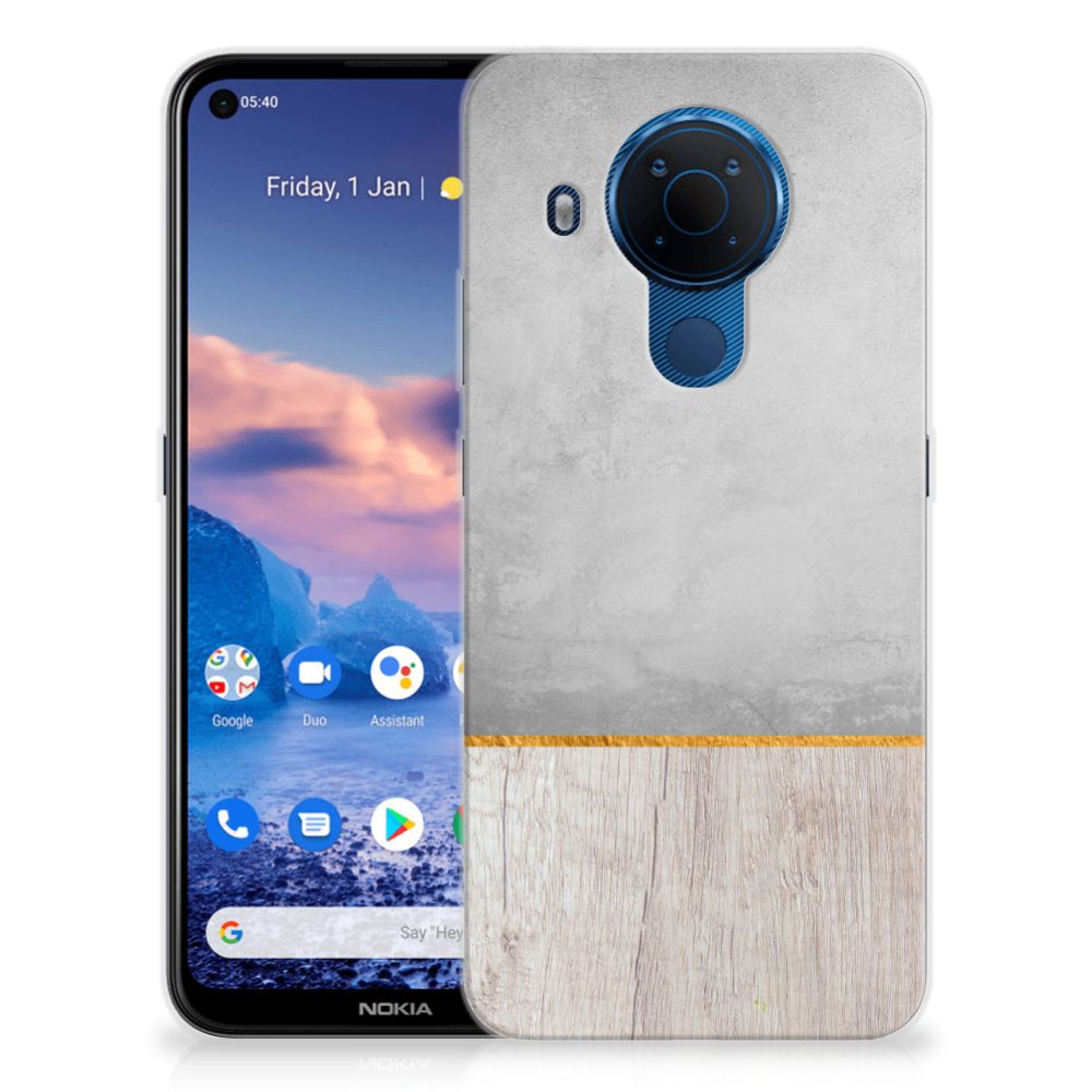 Nokia 5.4 Bumper Hoesje Wood Concrete
